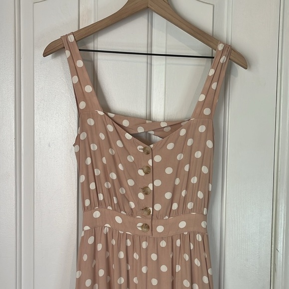 Reformation | Lanai Pink & White Polka Dot Midi Dress Small Retro Sleeveless - Picture 6 of 11